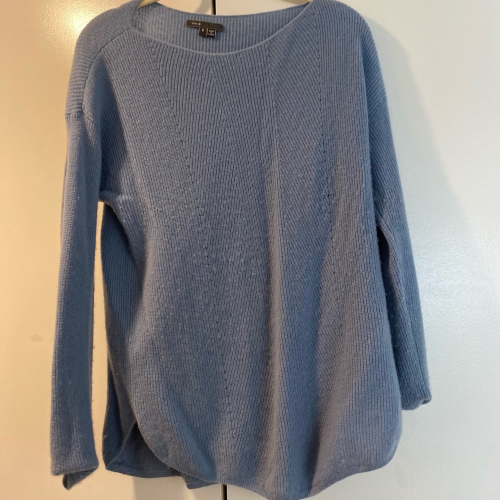 Vince Cashmere Ribbed Blue Sweater - Small